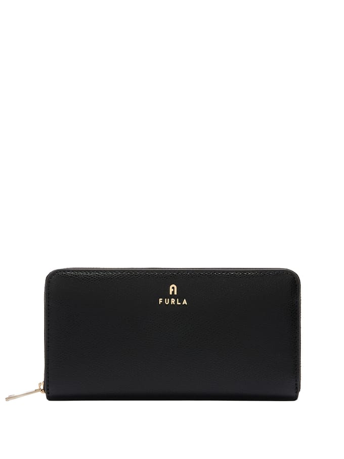 FURLA Leren Portemonnee Camelia Zip Around Wallet Nero Zwart