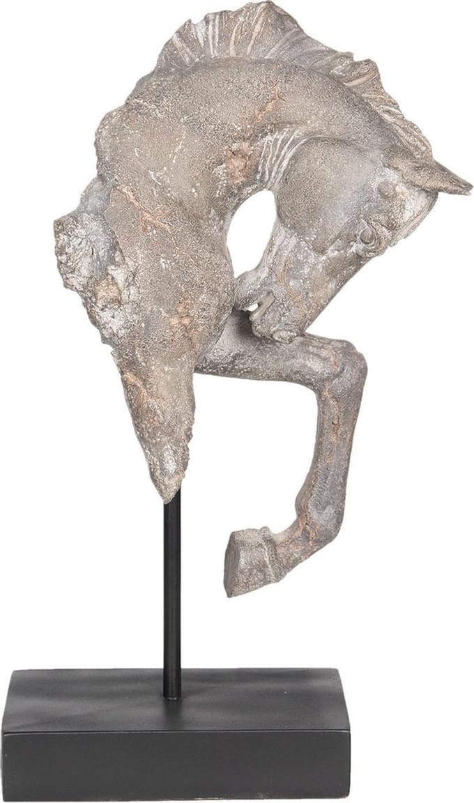 Clayre & Eef Beeld Paard 28x12x43 cm Grijs Kunststof