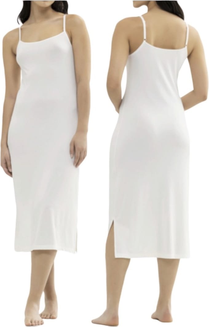 Onderjurk - Wit - Bamboe Viscose - Lang - 112CM - Maat S/M (813)