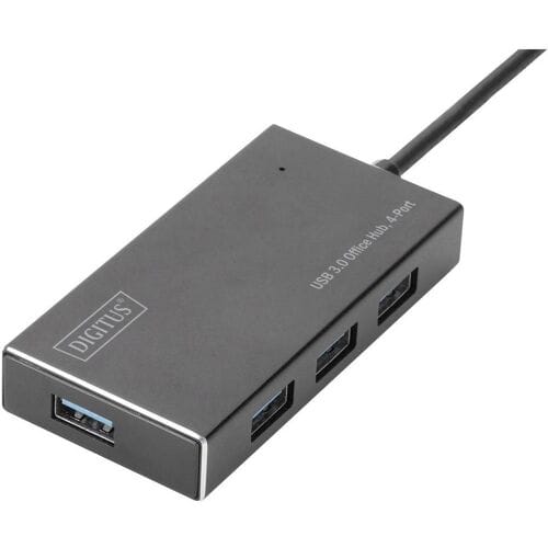 Digitus DA-70240-1 DA-70240-1 USB-hub 4 poorten USB-A USB 3.0 5 GBit/s Met aluminium behuizing Zwart