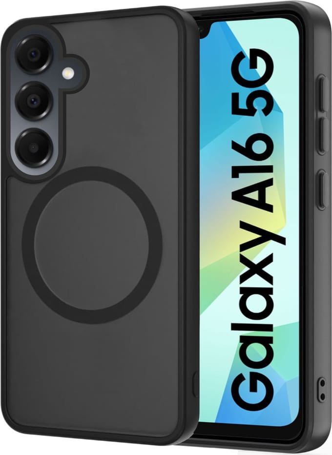 Hoesje geschikt voor Samsung Galaxy A16 - Geschikt voor Magsafe - Shock Proof Case – Mat Zwart