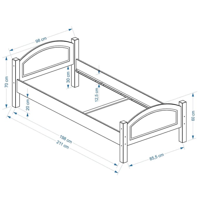 Massief houten bed FLIMS in naturel 90 x 200 cm