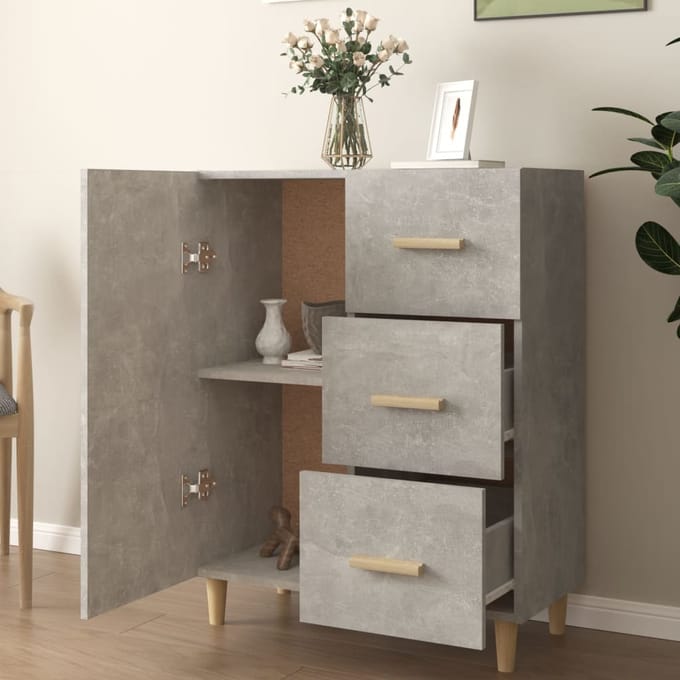 vidaXL - Dressoir - 69,5x34x90 - cm - bewerkt - hout - betongrijs