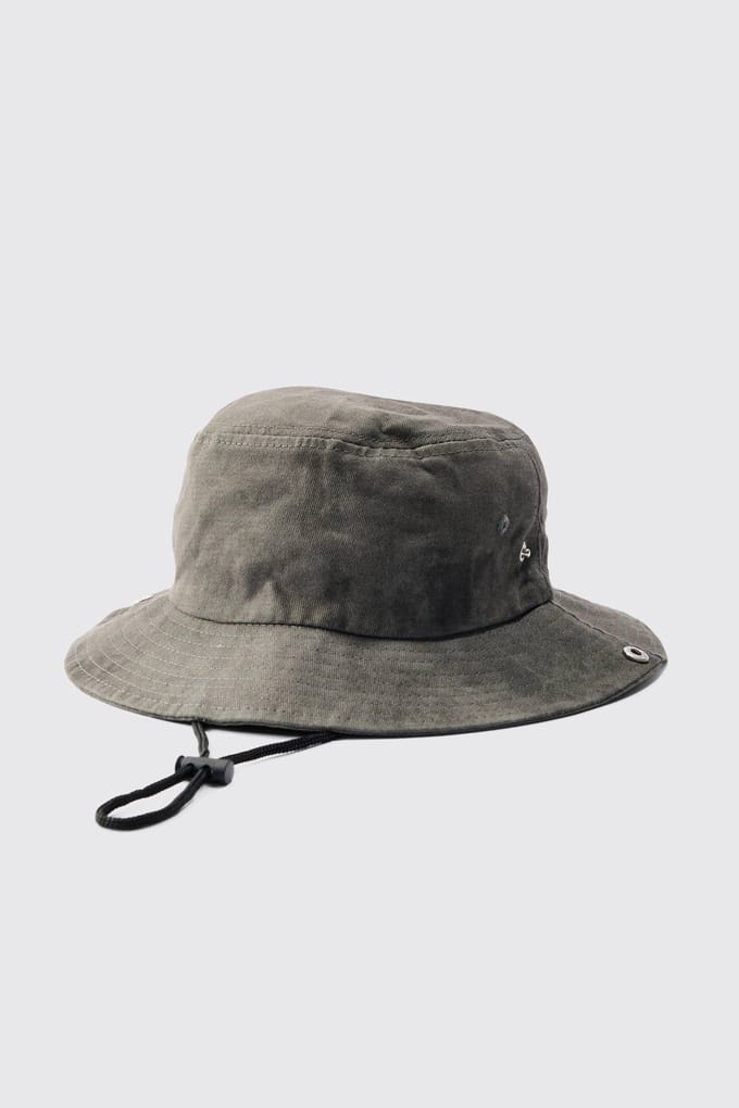 Bedrukte tie dye boonie hoed in zwart | Black