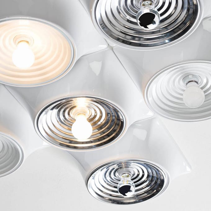 Stilnovo plafondlamp Goletta, wit glanzend/wit, 36 cm