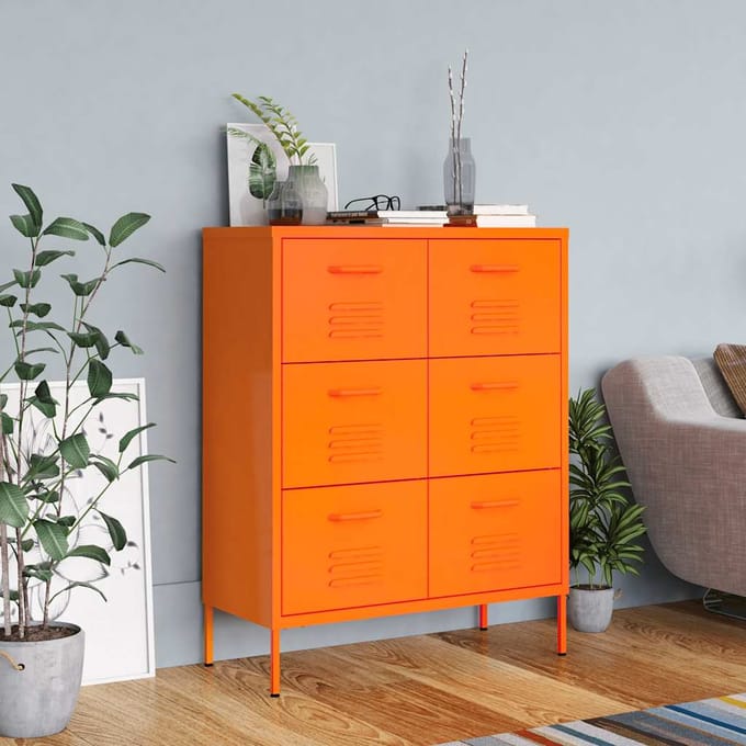 vidaXL - Ladekast - 80x35x101,5 - cm - staal - oranje