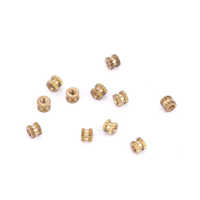 M2 Messing Cilinder Gekartelde Ronde Ingevormde Insert Ingebouwde Moeren (M2*4*3.5; 100 stuks)