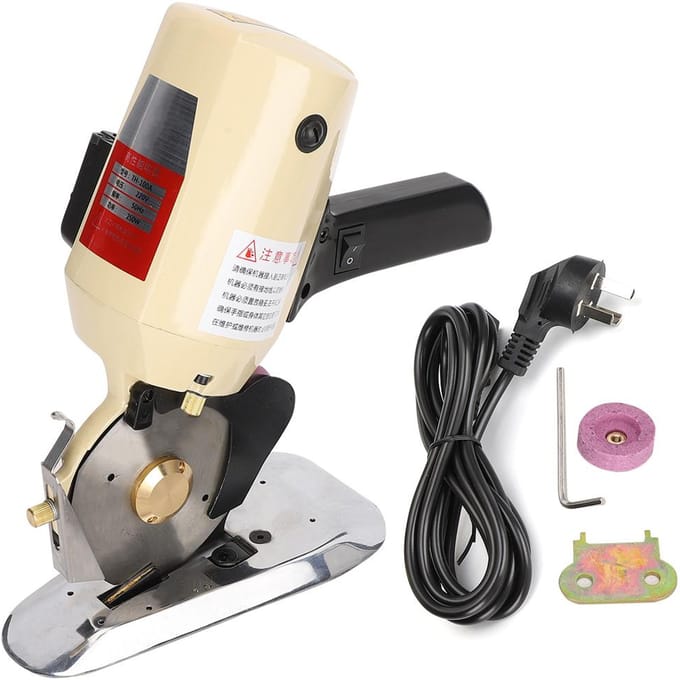 Elektrische Stofsnijder Kleine Handheld Ronde Mes Snijmachine TH100 AU Plug beige