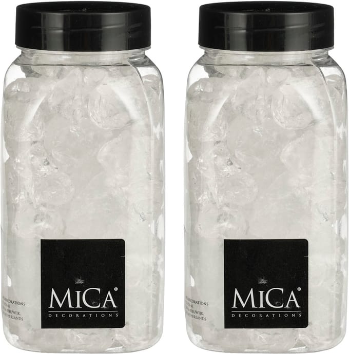 Mica Decorations decoratie steentjes - 2x - groot - 650 ml - 25-30 mm - transparant - siergrind