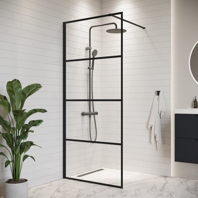 Badplaats Douchewand Essos 90 x 200 cm – Zwart – Inloopdouche 8 mm Veiligheidsglas