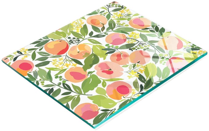 Gehard multifunctioneel decoratief bord van glas met perzikmotief, 60x52 cm