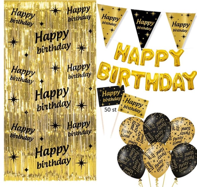 Feestpakket verjaardag Classy Party goud 5 delig.