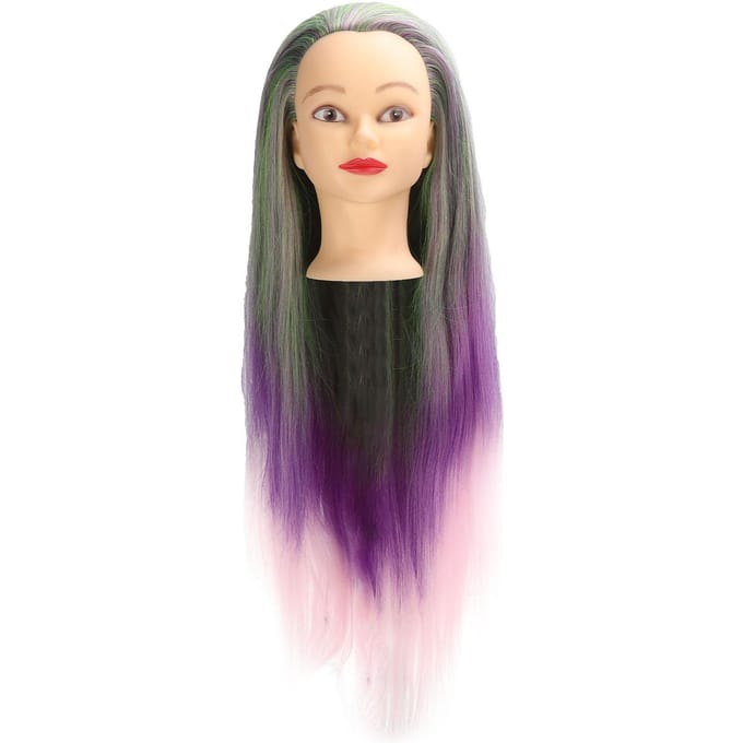 Groen Paars Pruik Haar Mannequin Hoofd Kapselstyling Training Vlechten Pophoofd met Klem beige