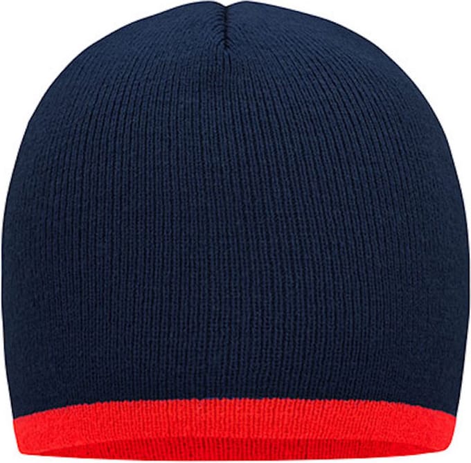Myrtle Beach 'Contrasting Border Beanie' Donkerblauw/Rood