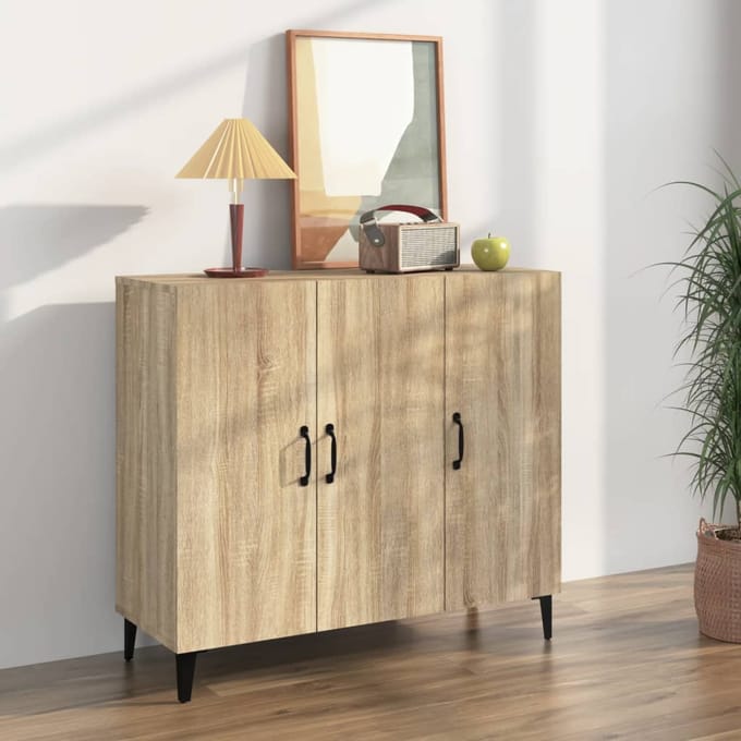 vidaXL - Dressoir - 90x34x80 - cm - bewerkt - hout - sonoma - eikenkleurig