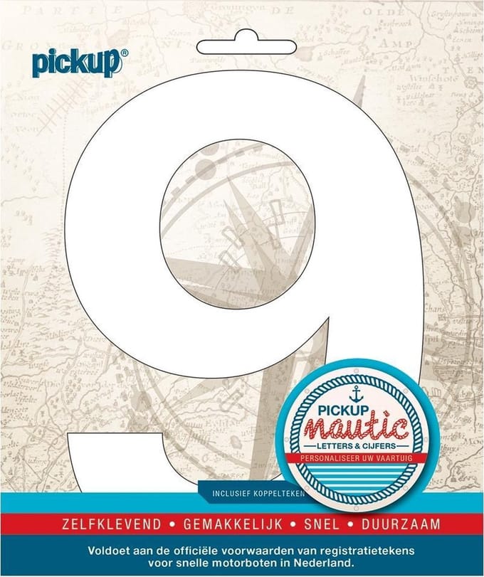 Pickup Nautic plakcijfer 150mm wit 9