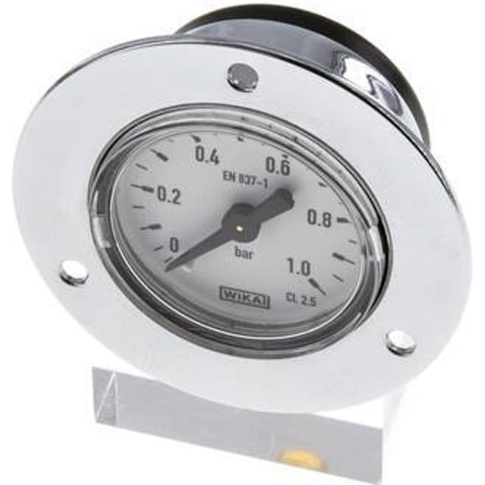0..1 Bar Paneelmontage Manometer Staal/Messing 40 mm Klasse 2.5 (Voorflens) - MW0140SH-FP