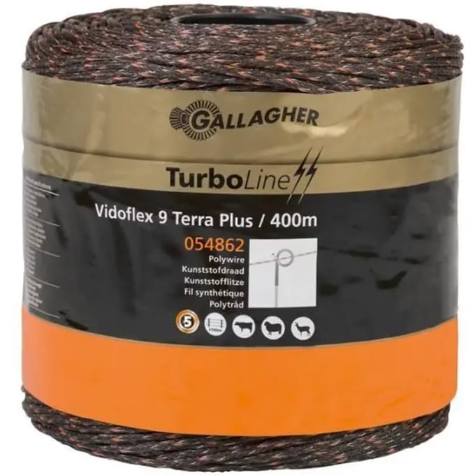 Gallagher Vidoflex 9 TurboLine Plus terra (400 meter) - Hoog geleidende draad voor grote afrasteringen