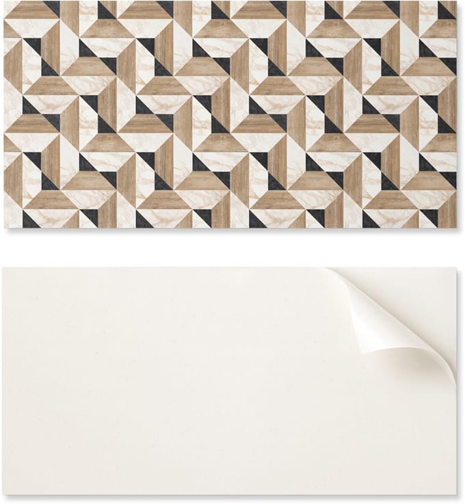 Decoratieve tegels met afbeeldingen, zelfklevend, geometrisch driehoekspatroon, 10x40x20 cm