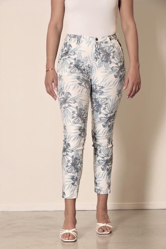 New Star dames broek Cuba blue flower L28 - 30