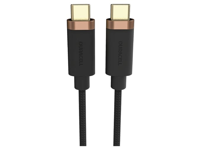 Duracell Toughened Kevlar MFi USB-C naar USB-C Kabel 2 Meter 65W / 5Gbps Zwart