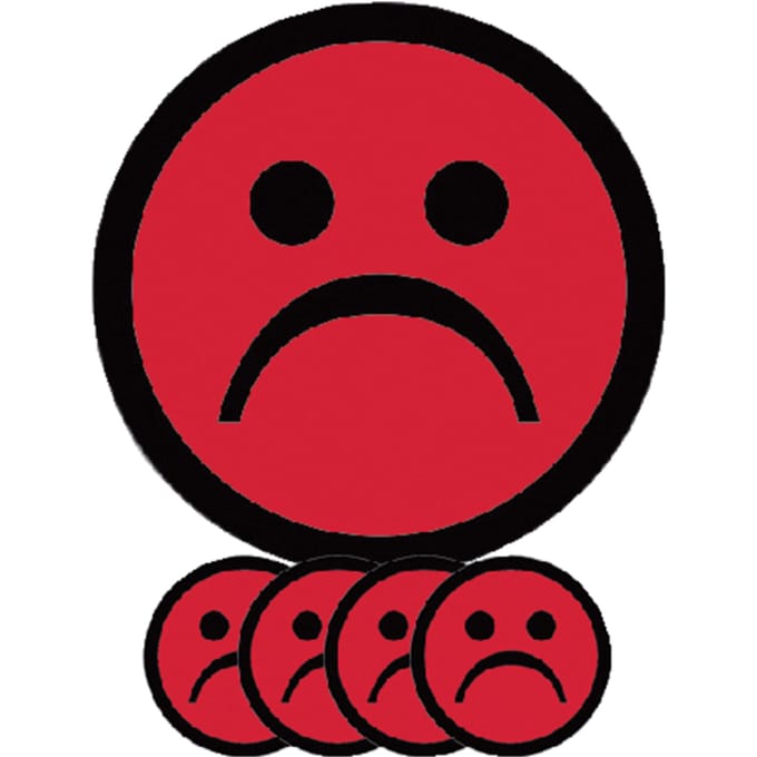 Magneet smiley 50mm emotie bedroefd rood 5 stuks
