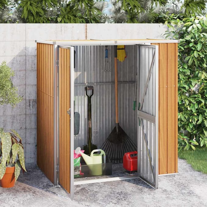 vidaXL - Tuinschuur - 161x89x161 - cm - gegalvaniseerd - staal - bruin