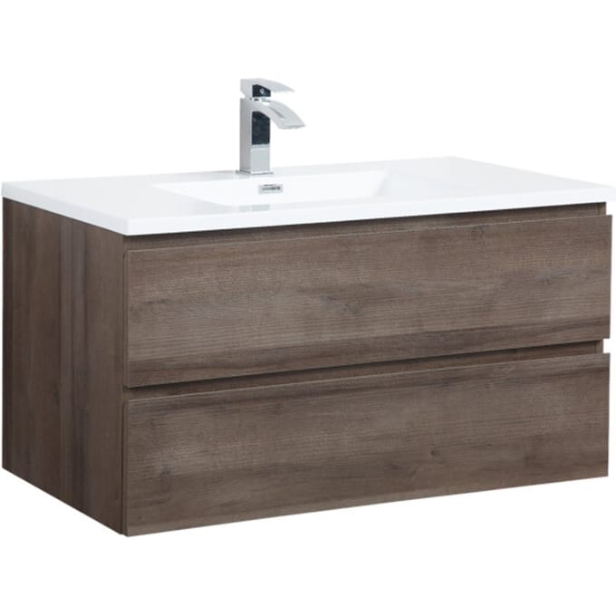 Badplaats Badkamermeubel Set Angela 100 cm – Bruin Eiken – Badmeubel met Wastafel