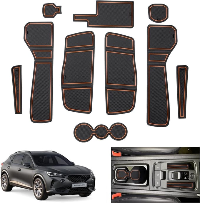 Compatibele niet-slip rubberen matten voor Cupra Formentor 2021-2024, inclusief console en deur naad accessoires