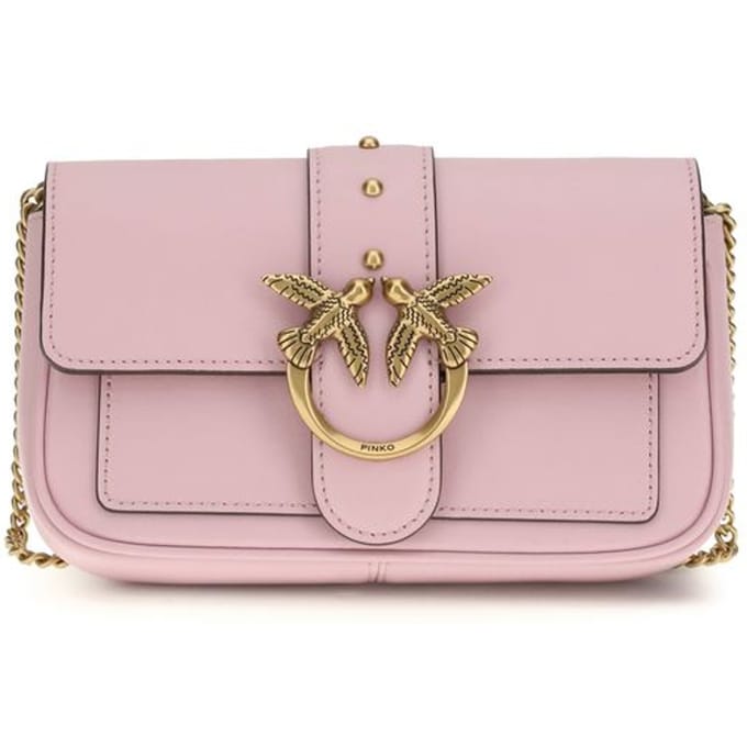 PINKO schoudertas Love One Pocket C Light Pink + Antique Gold roze