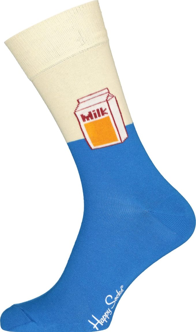 Happy Socks Milk Sock - blauw-witte melk - Unisex - Maat: 41 - 46