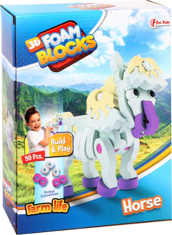 Toi-Toys 3D Puzzel Constructie foam Paard Diy Set S