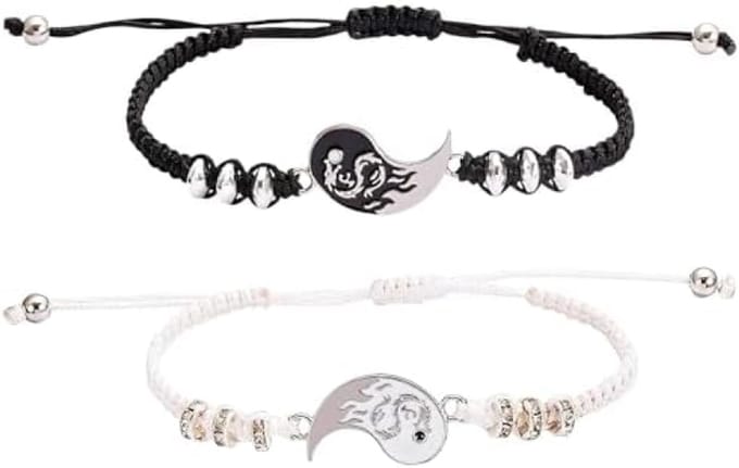 Verstelbare Yin Yang Vriendschapsarmbanden Set - 2 Stuks