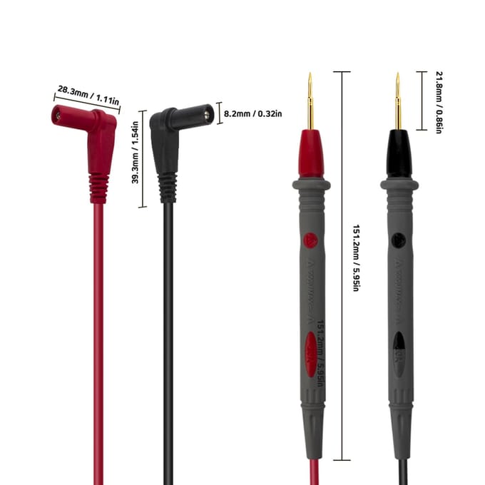Fils de Test électroniques, sondes de Test, multimètre, plaqués or, Super tranchants Silicone test line noire rouge
