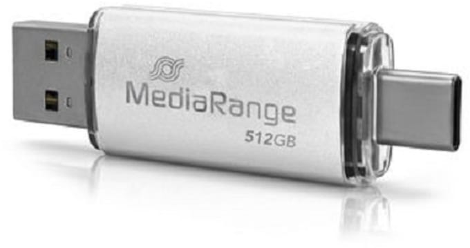 MediaRange MR940-1 USB flash drive 512 GB USB Type-A / USB Type-C 3.2 Gen 1 (3.1 Gen 1) Zilver