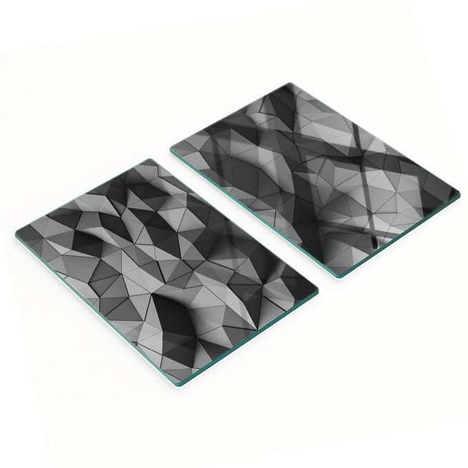 Set van gehard glazen keukenplanken met 3D-afbeeldingen, 2x40x52 cm