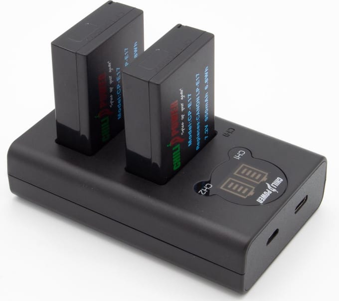 ChiliPower LP-E17 USB Duo Kit geschikt voor Canon - Camera accu set, 2 accu's en dubbellader