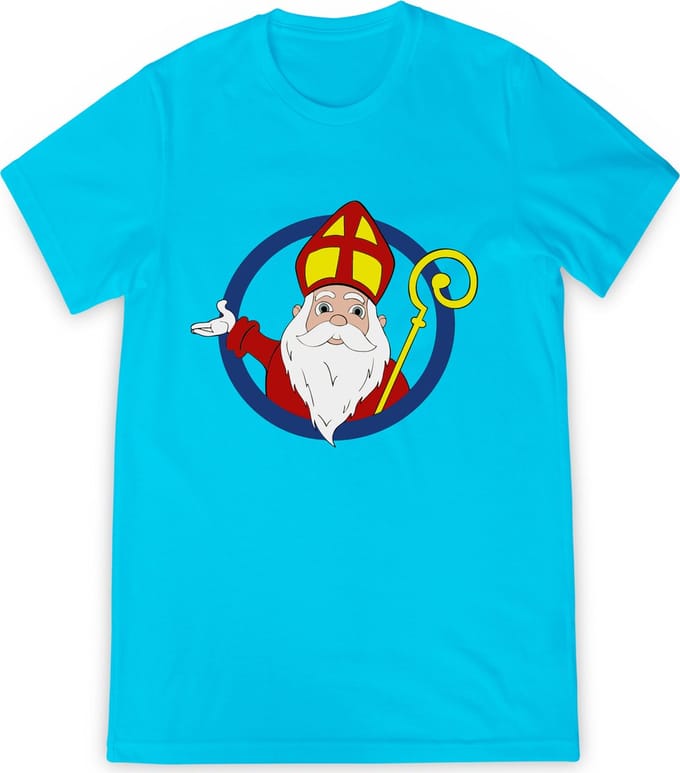 T Shirt Meisjes Jongens - Sinterklaas - Blauw - Maat 128