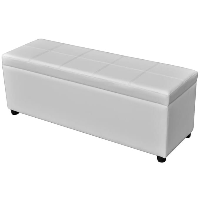 vidaXL - Opbergbank - lang - hout - wit