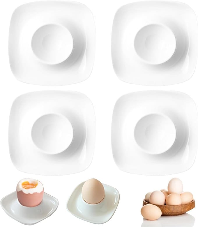 Eierdopjes Set - Eierhouders - Ontbijt Serveren - Stapelbaar Ontwerp - 4 Stuks - Wit