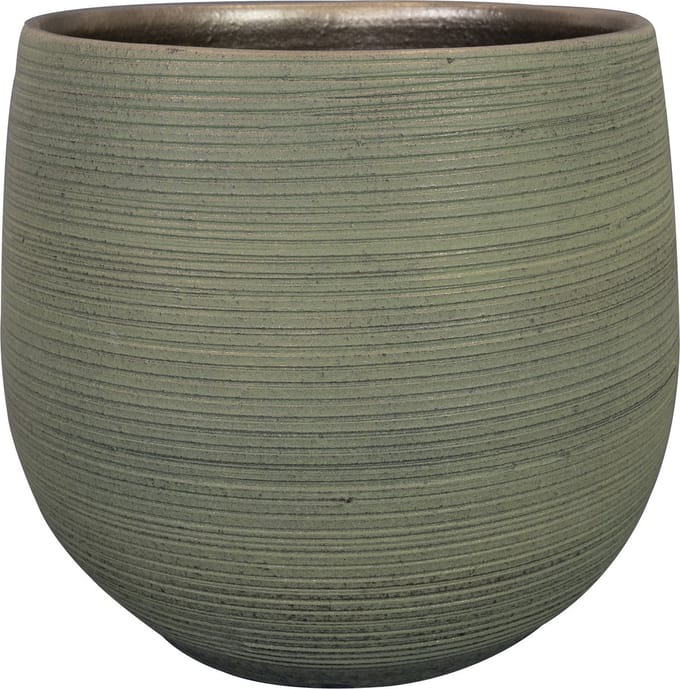 Ter Steege Steege Plantenpot - keramiek - donkergroen - stripes - D36xH32 cm