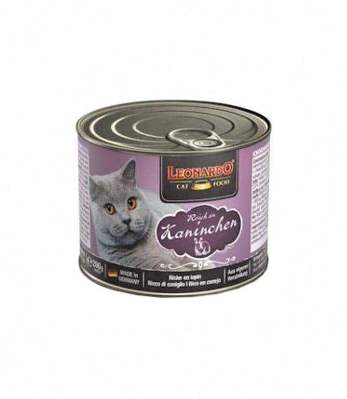 Leonardo - Rijk aan Konijn - 6 x 200 g - Blikvoer Kat