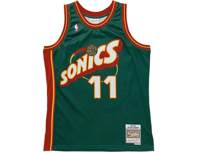 Mitchell And Ness NBA Seattle Supersonics Detlef Schrempf 1995-1996 Swingman Shirt Groen