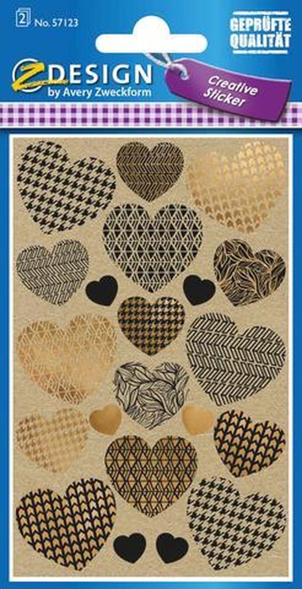 Avery Papieretiket Z-design Creative pakje a 2 vel kraft hartjes
