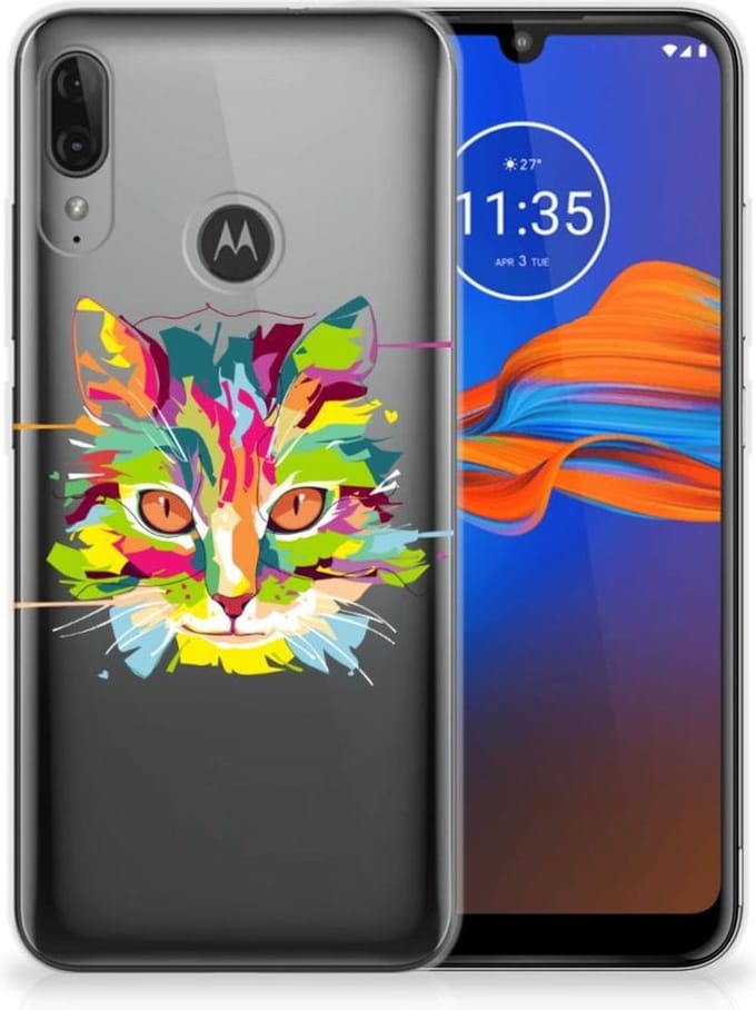 Motorola Moto E6 Plus Telefoonhoesje met Naam Cat Color