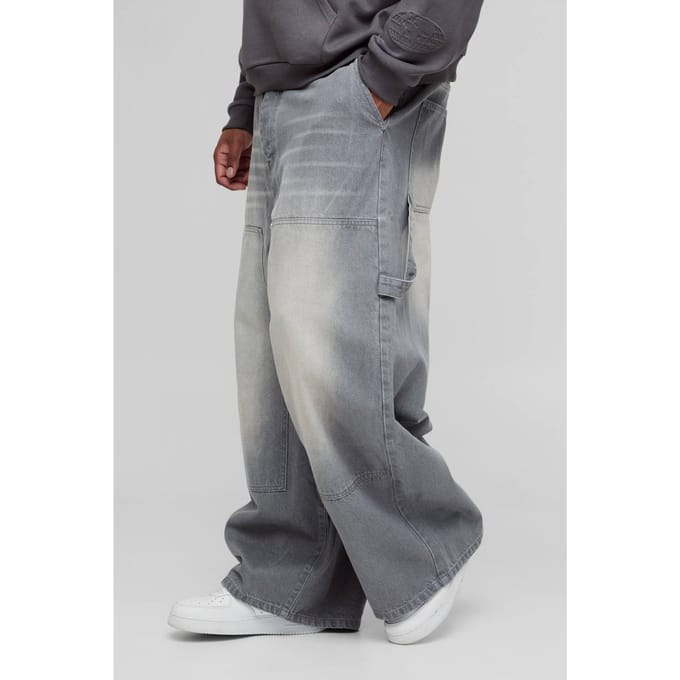Tinted Baggy Fit Carpenter Jeans | Grey | Size 58R
