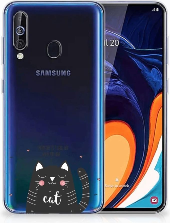 Samsung Galaxy A60 Telefoonhoesje met Naam Cat Good Day
