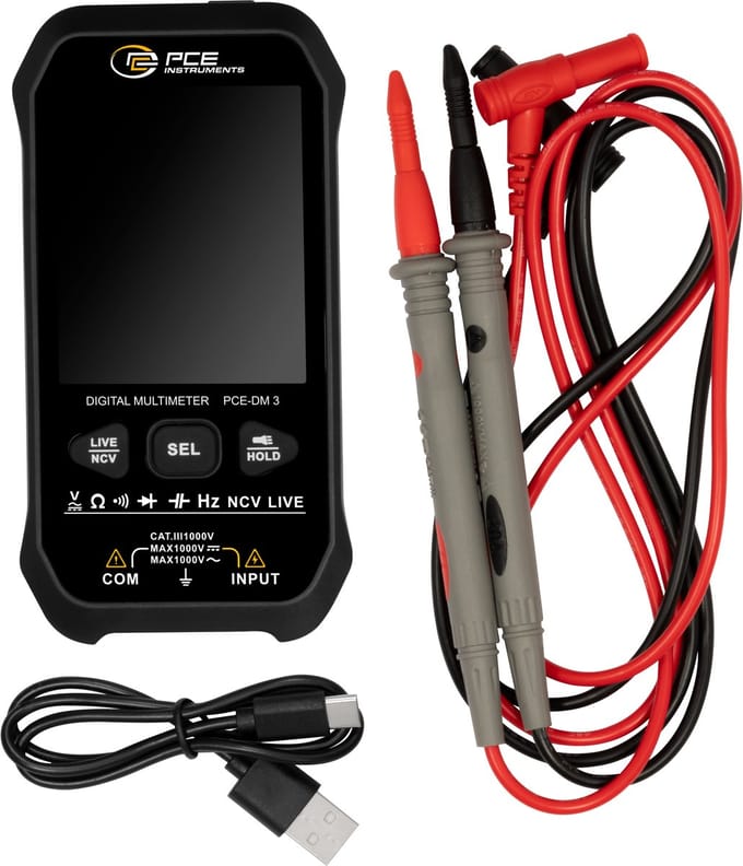 PCE Instruments PCE-DM 3 Multimeter Digitaal Datalogger CAT III 1000 V Weergave (counts): 9999