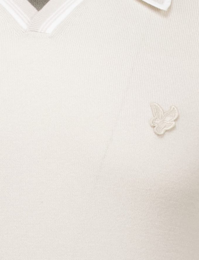 beige Lyle & Scott tipped knitted open collar polo shirt