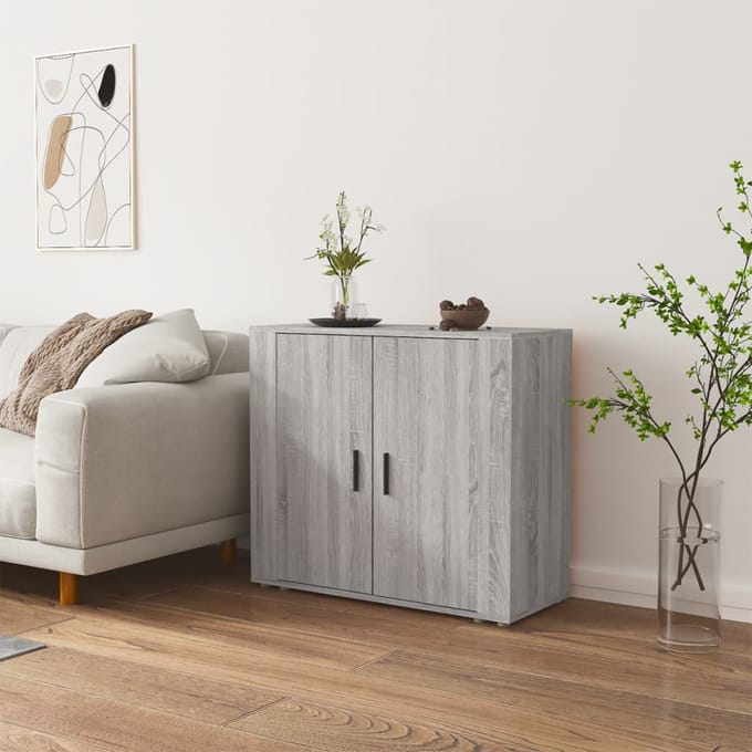 vidaXL - Dressoir - 80x33x70 - cm - bewerkt - hout - grijs - sonoma - eikenkleurig